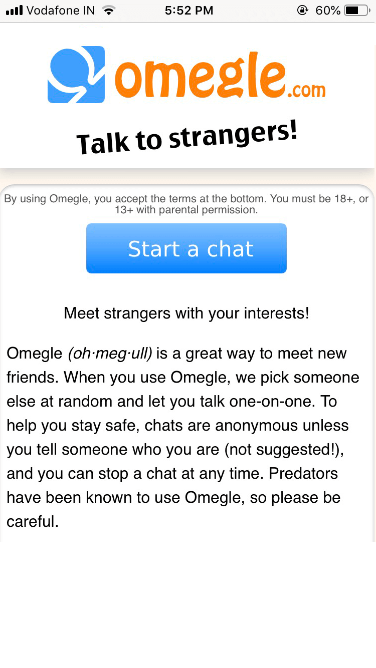 Omegle chat room