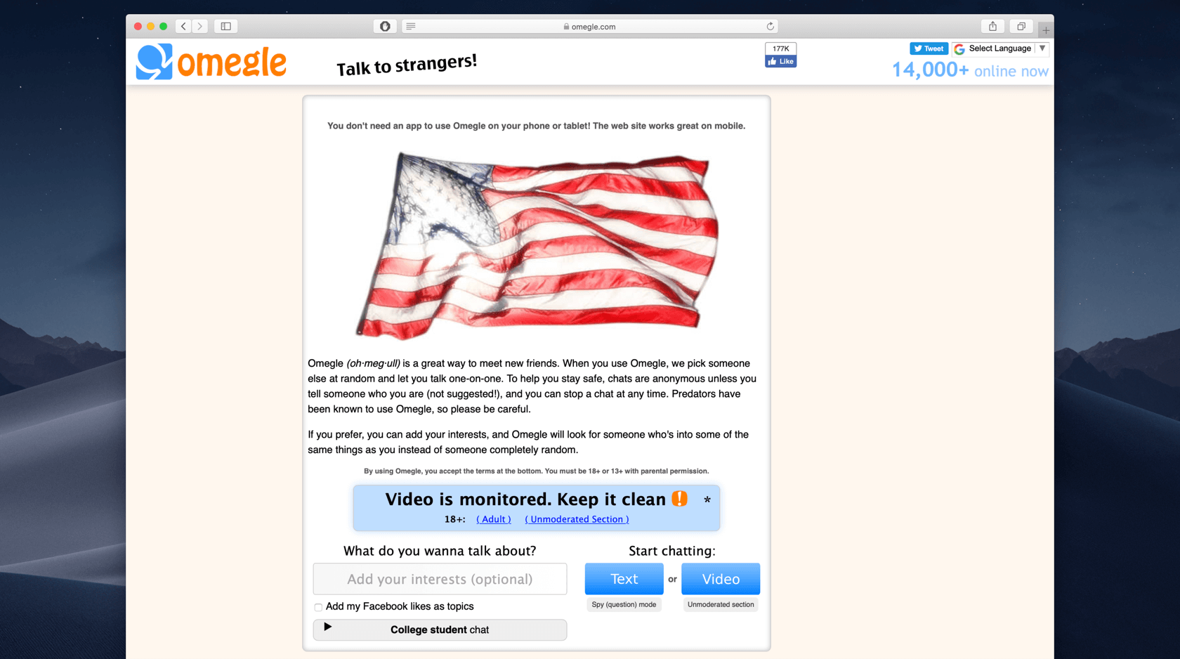 omegle video chat site